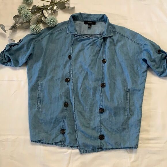 🍀forever 21 Oversized Waterfall Denim Cardi🍀 - Picture 1 of 11